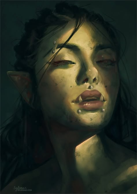 Southern Gothic Dnd Character, Half Orc Dnd, Orc Character Design, Half Orc Female, Orc Art, Orc Female, Dnd Orc, Female Orc, Half Orc