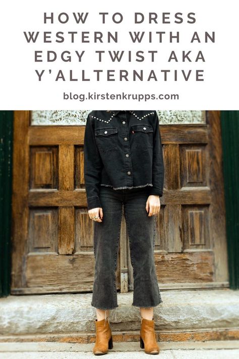 How to Dress Western with an Edgy Twist aka Y’allternative #westernfashion #western #fashion #edgy #yallternative #alternative Westerncore Fashion, Modern Western Wear For Women, Western Americana Fashion, Western Punk Style, Queer Western Fashion, Western Fashion 2023, Alt Country Fashion, Alternative Country Fashion, Country Alternative Fashion