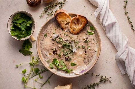 Lavender with Portobello & Crimini Mushroom Soup and Sherry Mushroom Soup With Sherry, Portobello Mushroom Recipes, Hearty Vegetable Soup, Winter Soup Recipe, Creamy Mushroom Soup, Mushroom Soup Recipes, Winter Soups, Creamy Mushrooms, Portobello Mushroom