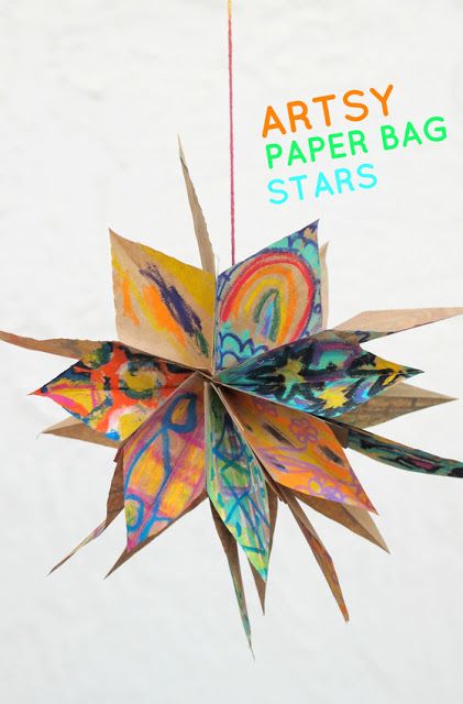 Paper Bag Stars, Diy Paper Bag, Paper Bag Crafts, Childrens Artwork, Star Diy, Up Book, Camping Art, Themed Crafts, Art Classroom