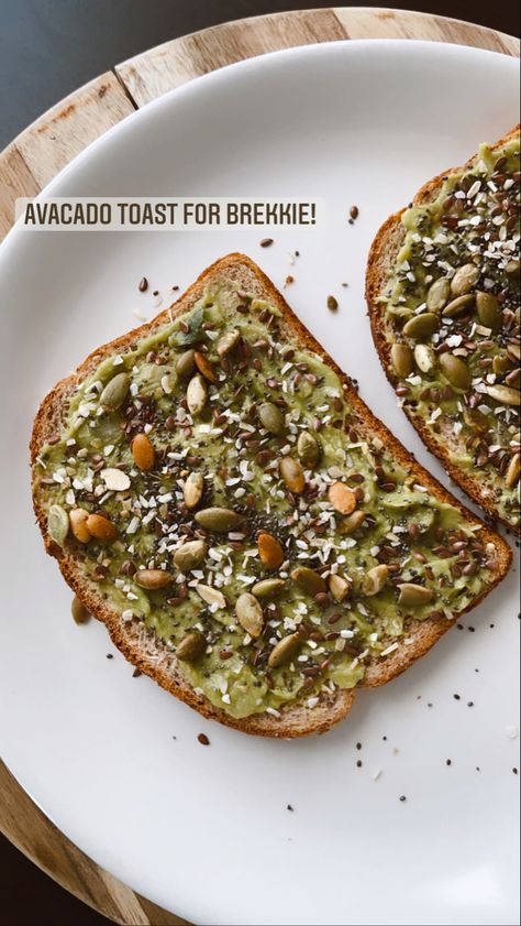 Avacado toast with sesame seeda and pumpkin seeds Toast Pumpkin Seeds, Toasted Pumpkin Seeds, Toast Toppings, Pumpkin Seeds, Avocado Toast, Avocado, Toast, Healthy Eating, Seeds