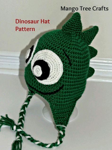 Crochet Dinosaur Hat Pattern, Dinosaur Hat Pattern, Crochet Dinosaur Hat, Dinosaur Crochet, Crochet Character Hats, Crochet Animal Hats, Crochet Dinosaur Patterns, Dinosaur Hat, Crochet Kids Hats