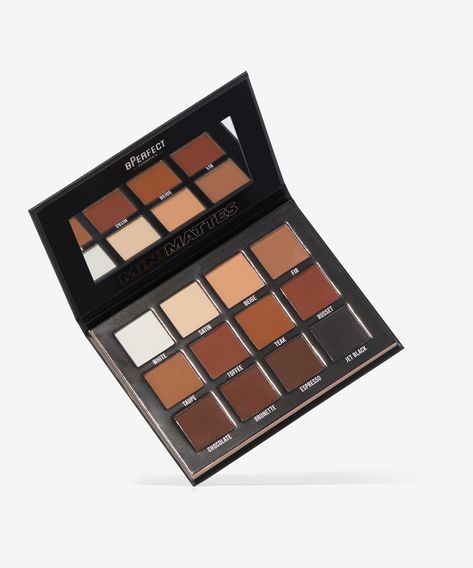 A 12-shade eyeshadow palette. Meet the matte must-have your makeup collection has been missing, the BPerfect Ultimattes Mini - 12 Pan Shadow Palette! You won’t regret it. In this palette you’ll find 12 powerfully pigmented white, cream, brown, orange, and black-hued eyeshadow shades that complement every skin tone and offer effortless blendability. With a collection of buttery mattes in warm and neutral tones, this eyeshadow palette is an essential for creating striking eyeshadow looks on the go Small Eyeshadow Palette, Cream Makeup Palette, Affordable Eyeshadow Palettes, Makeup Branding, Drugstore Eyeshadow, Brown Eyeshadow Palette, Dream Vanity, Budget Makeup, Best Eyeshadow Palette