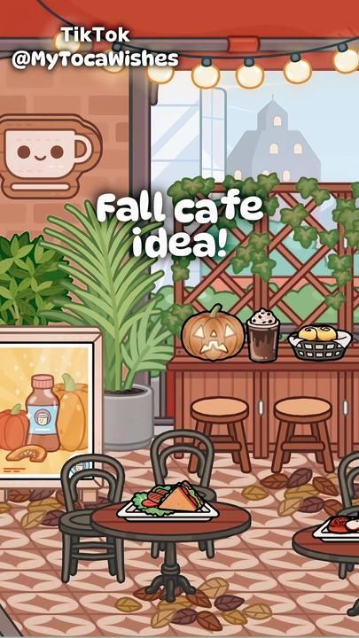 Aesthetic Toca Boca Ideas, Cozy Restaurant Toca Boca, Toca Boca Cafe Ideas, Toca Boca Restaurant Ideas, Toca Room Ideas, Stuff To Decorate Your Room, Fall Cafe, Toca Life World Aesthetic Pfp, Toca Ideas