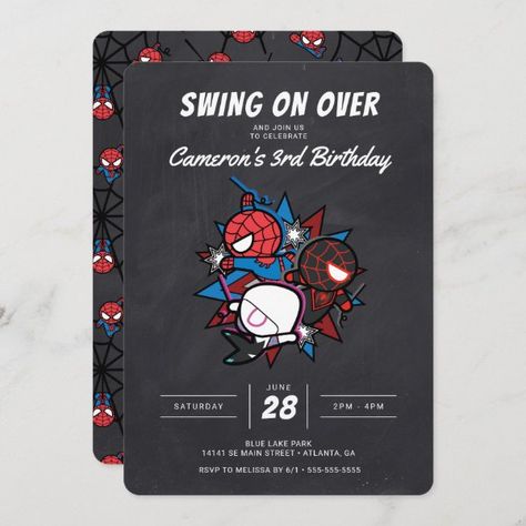 Miles Morales Birthday, Spiderman Birthday Party Invitations, Spiderman Birthday Party Decorations, Spiderman Birthday Invitations, Spiderman Invitation, Superhero Birthday Invitations, Spiderman Birthday Party, Third Birthday Party, Bday Invitations