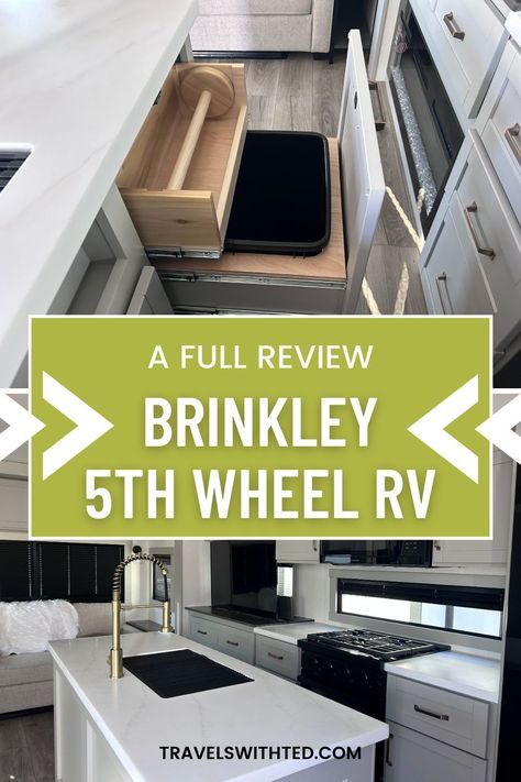 While shopping for RVs recently, I got a chance to tour a new Brinkley RV fifth wheel. While I am not currently in the market for a fifth wheel (we’re planning to downsize to a tiny travel trailer), I was super curious if this new brand lived up to all the hype. Overall, this new fifth wheel was well-designed and beautiful, but there were a few features that I did not love. Keep reading for my full review of Brinkley Model Z fifth wheels. Brinkley Rv, Rv Traveling, Rv Floor Plans, Fifth Wheel Toy Haulers, 5th Wheel Rv, Rv Camping Tips, Rv Maintenance, Fifth Wheels, Rv Lifestyle