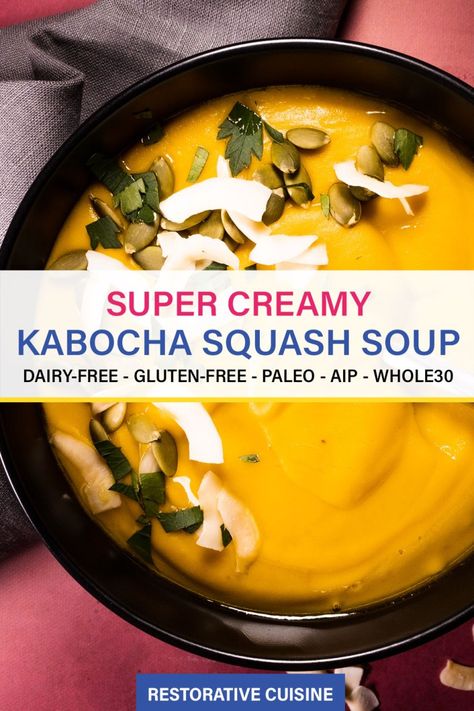 Kabocha Squash Recipe, Kabocha Squash Soup, Mashed Squash, Soup Paleo, Starter Dishes, Coconut Milk Soup, Squash Soup Recipe, Kabocha Squash, Aip Recipes