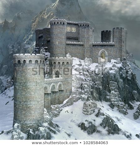 Germany In Winter, Castle Illustration, Mountain Chalet, Fantasy House, Fantasy Castle, Illustration Wall Art, Winter Scenery, Snowy Mountains, Fantasy Art Landscapes