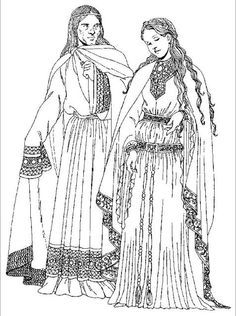 fashion of the 13th century - Google Search 12th Century Fashion, Ancient Clothing, Moda Medieval, Elizabethan Fashion, Istoria Modei, Fashion Coloring Book, Medieval Garb, Medieval Clothes, French Outfit