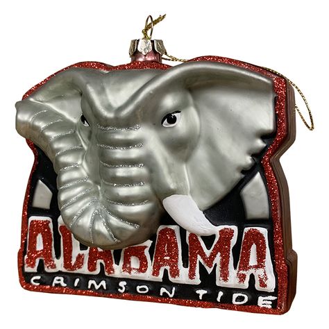 Alabama Elephant Logo Glass Ornament (SKU 13476359100) Alabama Elephant, Big Al, Elephant Logo, University Of Alabama, Roll Tide, Boutique Online, Gift Boutique, Alabama Crimson Tide, Crimson Tide