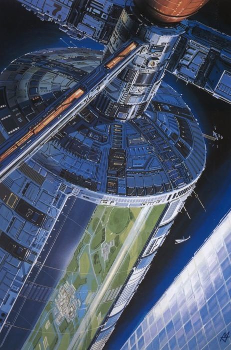 "O'Neill Cylinder" Kali Ciesemier, Space Colony Concept, Hard Science Fiction, Simple Decoration, Spaceship Art, Sea Photo, Space City, Futuristic City, Science Fiction Art