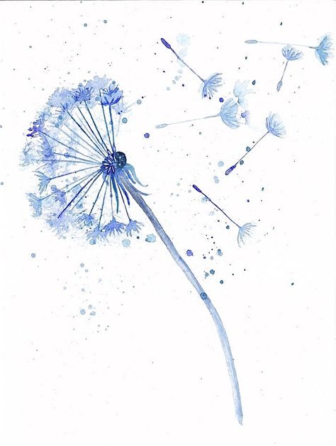 The Artist, Watercolor Painting, Dandelion, Blue, Watercolour Painting