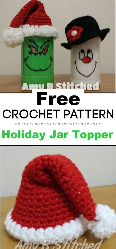 Crochet Christmas Mason Jar Covers, Crochet Mason Jar Lid Covers Free Pattern, Crochet Mason Jar Lid Covers, Crochet Covers For Mason Jars, Crochet Jar Toppers, Crochet Jar Lid Covers, Jar Toppers Ideas, Crochet Mason Jar Covers Free Pattern, Mason Jar Toppers