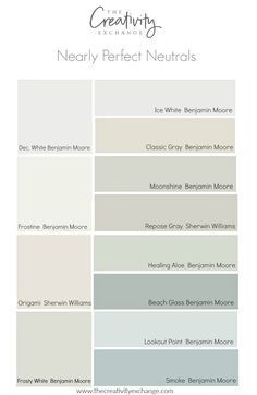 Nearly perfect neutral paint colors that work consistently well in a variety of lighting situations. The Creativity Exchange Light Neutral Paint Colors, The Creativity Exchange, Indoor Paint Colors, Indoor Paint, Interior Paint Colors Schemes, Neutral Bedrooms, Quotes Family, Paint Color Schemes, Neutral Paint Colors