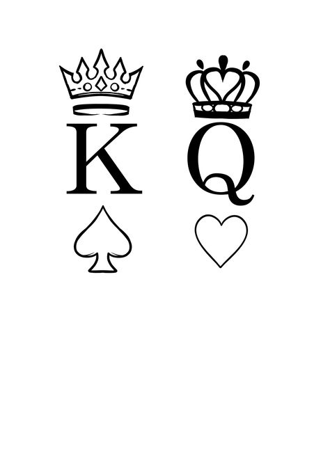 King And Queen Tattoo Stencil, King Finger Tattoo, Simple Tattoos Men Stencil, Queen Symbol Tattoo, King Of My Heart Tattoo, Small Tattoo Stencils Outline Design, Small Simple Couple Tattoos, Letter K With Heart, King And Queen Tattoo Design