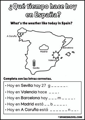 Spanish Weather Worksheets, Spanish Seasons, Weather Spanish, Spanish Weather Activities, Kinds Of Weather Worksheet, Weather Esl Worksheet, Weather In Spanish, Spanish Weather, Weather Worksheets