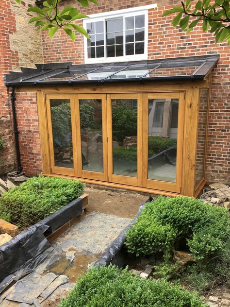 Oak framed lean-to. Lean To Extension, Side Return, Earthy Decor, Porch, Front Door, Doors, Siding, Frame