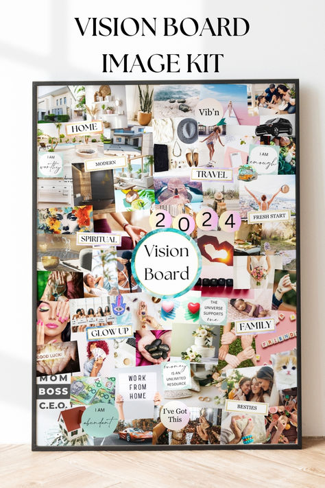 This Dream Life Vision Board Image Kit is packed full of 1400+ printable images! Containing over 170 pages, it is the perfect kit for manifestation. With all your vision board needs in one package, you have more time for the fun things like bringing your epic vision board, mood board or manifestation board to life! Vision Board For Workplace, Vision Board Ideas Examples Diy, Vision Board Ideas Diy, Vision Board Frame, Mood Board Images, Dream Life Vision Board, Vision Board Design, Spiritual Vision Board, Vision Wall