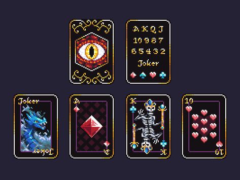 Baron Playing Cards - Astropulse - #dark #gold #pixel #cards #blue Card Pixel Art, Pixel Objects, Pixel Assets, How To Pixel Art, Pixel Tattoo, Fantasy Cards, Pixel Game, Art Pixel, Pixel Animation