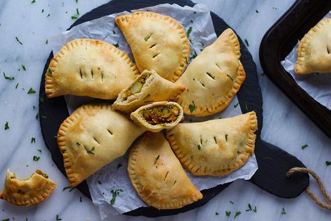 What We’re Cooking This Weekend: Vegan Curry Hand Pies | The Beet Curry Pie, Vegan Dumplings, Diwali Recipes, Tofu Curry, Hand Pie Recipes, Leftover Dough, Hand Pie, Diwali Food, Vegetarian Curry