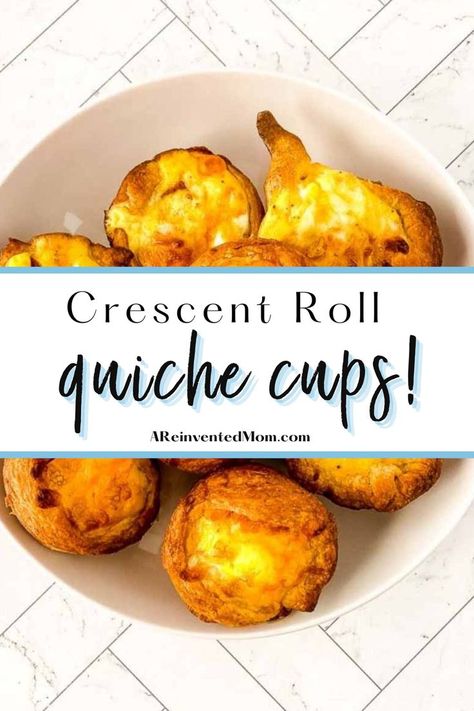 Easy breakfast ideas. Crescent roll quiche cups. Crescent Roll Cup Recipes, Crescent Roll Egg Cups, Easy Quiche Cups, Egg Crescent Roll Recipes, Breakfast Charcuterie Cups, Breakfast Quiche Cups, Crescent Roll Quiche, Quiche Cups Breakfast, Cresent Roll Breakfast