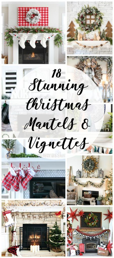 18 Christmas Mantels and Vignettes Christmas Mantels With Tv, Christmas Mantel Ideas, Christmas Mantles, Mantel Christmas, Christmas Fireplace Mantels, Mantel Ideas, Christmas Vignettes, Holiday Mantel, Vintage Inspired Christmas