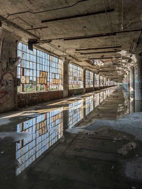 Neat Reflections Inside An Abandoned Factory Abandoned Warehouse, City Project, Abandoned City, Abandoned Factory, Abandoned Mansion, Castles In Ireland, Old Fireplace, Abandoned Ships, Castles In Scotland