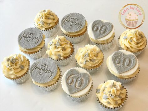 One Year Anniversary Cupcakes, 1 Year Anniversary Cupcakes, Cupcakes Decoration Anniversary, 25th Anniversary Cupcakes, 60th Anniversary Cupcakes, Golden Wedding Anniversary Cupcakes, Happy 60th Anniversary, 60 Year Anniversary, Anniversary Cupcakes