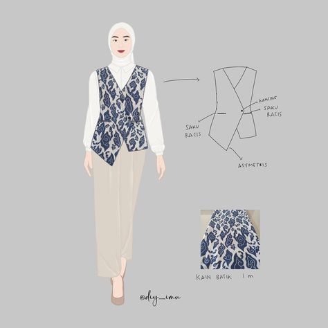 Vest + outer Batik, kalian suka look yang mana? Pola Outer Batik, Pola Vest, Model Outer Batik, Batik Fashion Hijab, Model Blouse Batik, Batik Outer, Model Outer, Outer Batik, Kebaya Modern Dress