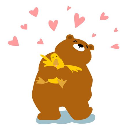 Bear And Duck, Love Cartoon, Duck Cartoon, Character Vector, Bear Illustration, Bear Wallpaper, Big Bear, Cartoon Illustration, Free Vector Images