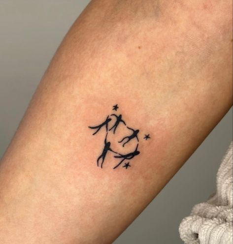 Nothing Lasts Tattoo, 3 People Dancing Tattoo, 5 People Tattoo, Four Sisters Tattoo Ideas, Tattoos For Groups Of 4, Tattoos For 5 Friends, Four Person Tattoo Ideas, The Cranberries Tattoo, 4 Person Tattoos