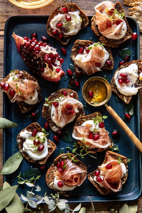 Honey Whipped Ricotta And Prosciutto, Half Baked Harvest Appetizers, Harvest Appetizers, Honey Whipped Ricotta, Prosciutto Appetizer, Holiday Cheese Boards, Half Baked Harvest Recipes, Whipped Ricotta, New Year's Eve Appetizers