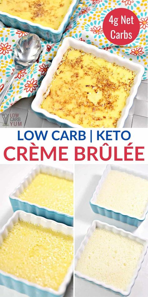 Keto Creme Brulee, Keto Custard, Brulee Recipe, Creme Brulee Recipe, Postre Keto, Low Carb Dessert, Low Carb Sweets, Keto Cheesecake, Sweet Pastries