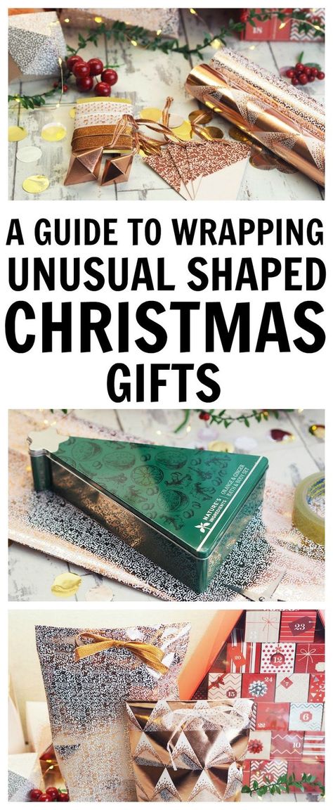 M&S Christmas Wrapping - A guide to wrapping unusual shaped gifts! Unusual Christmas Gifts, Uncommon Gifts, Holiday Organization, Creative Gift Wrapping, Christmas Gift Wrapping, Christmas Wrapping, Christmas Inspiration, Marks And Spencer, Homemade Gifts