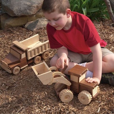 Download Woodworking Plans to Create Fun Wooden Toys  Dump Truck, Front End Loader and More     Download this Tough Enough Dump Truck Woodworking Plan   A Wooden Toy Trucks, Wooden Toy Cars, Wood Toys Plans, Wooden Truck, Wooden Toys Plans, Woodworking Toys, Small Woodworking Projects, Woodworking Projects That Sell, Woodworking Guide