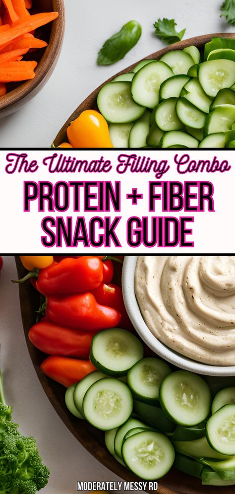 Both protein and fiber slow down the digestion of our food, releasing glucose slowly into the bloodstream. This helps keep us fuller for longer and prevents spikes in blood sugar. These high protein and fiber snack ideas have at least 10g protein and 3-5g of fiber. The breakdown is included so you can understand how to build your own snacks! These are great options to reduce mindless snacking and fiber helps to prevent many chronic diseases. Ideas For Protein Snacks, Healthy Snacks To Curb Hunger, High Fiber Foods For Gut Health, Balanced Snacks Healthy, Filling Snacks Healthy Low Carb, High Protein And Carb Snacks, High In Fiber Snacks, Filling High Protein Snacks, Fiber Snacks On The Go