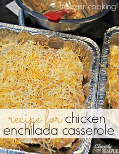 Freezer Cooking Recipes, Chicken Enchilada Casserole, Recipe For Chicken, Easy Freezer Meals, Chicken Enchilada Recipe, Enchilada Casserole, Chicken Enchilada, Enchilada Recipes, Freezer Cooking