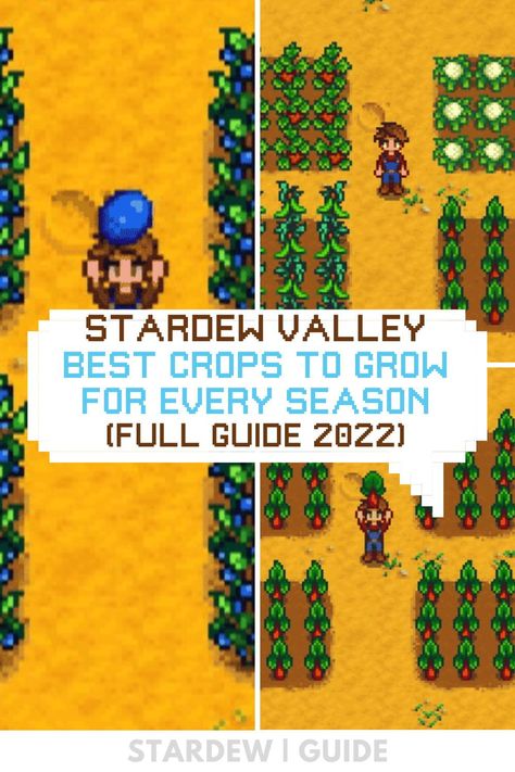 Stardew Valley Best Crops, Stardew Valley Making Money, Most Profitable Crops Stardew Valley, Stardew Valley Profitable Crops, Stardew Valley Crop Guide, Stardew Valley Spring Guide, Stardew Valley Planting Guide, Stardew Valley Money Tips, Stardew Valley Summer Crops