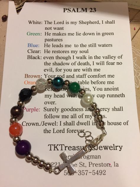 Psalm 23 bracelet Psalm Bracelet, Psalm 23 Bracelet, Salvation Bracelets, Rosary Prayers, Salvation Bracelet, 23rd Psalm, Prayer Crafts, Diy Jewelry Ideas, Psalms 23