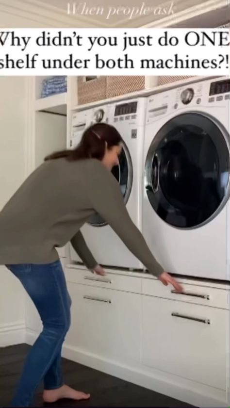 Laundry Room Pull Out Shelves, Laundry Pedestal With Pull Out Shelf, Washer And Dryer Pedestal With Pull Out Shelf, Drawer Under Washer And Dryer, Laundry Room Drawers, Washer And Dryer Pedestal, Laundry Pantry, Narrow Laundry Room, Custom Laundry Room