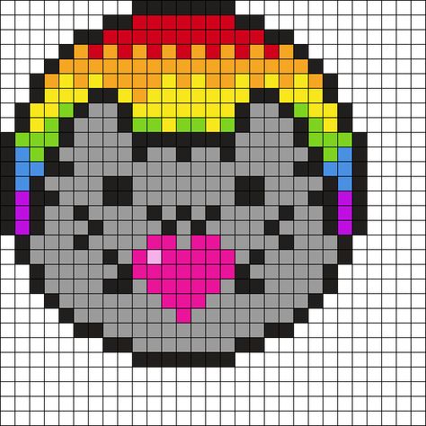 Perler Beads Pusheen, Pusheen Perler Bead Patterns, Rainbow Perler Beads, Pusheen Perler Beads, Rainbow Perler Bead Patterns, Pusheen Pixel Art, Squishmallow Perler Beads, Cat Perler Bead Patterns, Melts Beads