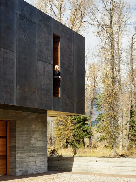 Weathered Steel, Board Formed Concrete, Cedar Walls, Steel Cladding, David Chipperfield Architects, Cedar Cladding, Jackson Wy, Corten Steel, Structural Engineering