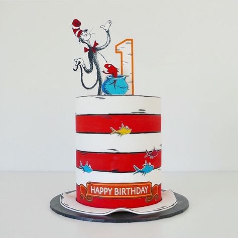 Cat In The Hat Cake, Cat In The Hat Birthday, Doctor Suess Birthday, Dr Seuss Cake, Dr Seuss Party Ideas, Cat In The Hat Party, Always Has Been, Hat Cake, Dr Seuss Birthday