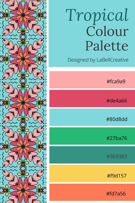 Emerald Palette Colour Schemes, Caribbean Color Palette Inspiration, Tropical Color Scheme Colour Palettes, Tropical Theme Color Palette, Parrot Color Palette, Tropical Color Palette Hex Codes, Bright Tropical Color Palette, Capri Color Palette, Vibrant Color Schemes Colour Palettes