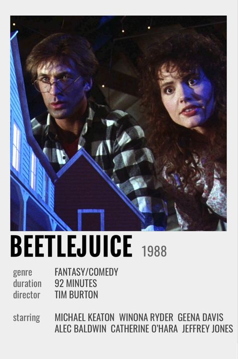 Minimalistic Movie Poster Beetlejuice Polaroid, Room Pics, Running On Empty, Space Movies, Polaroid Posters, Geena Davis, Catherine O'hara, Polaroid Poster, Book Room