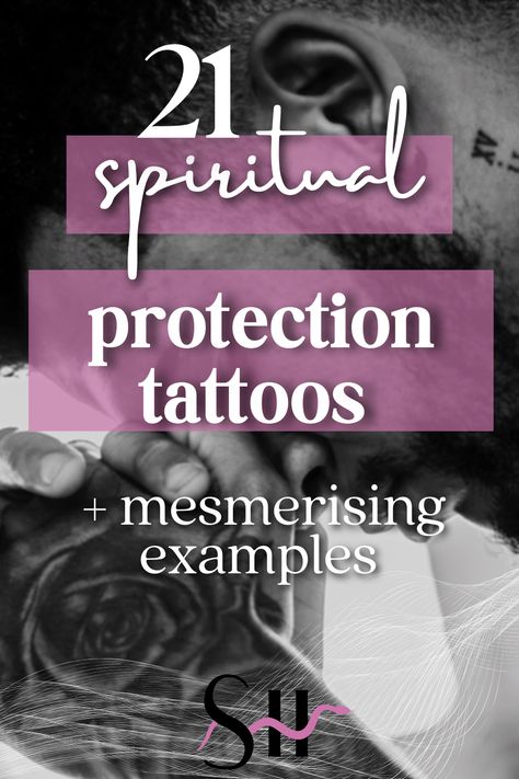 Finding Yourself Tattoo Ideas, Tattoos About Protection, Spiritual Tattoo Symbols, Symbol Of Protection Tattoo, Faith Symbol Tattoo Ideas, Protection Flowers Tattoo, Meaningful Symbolic Tattoos, Beautiful Soul Tattoo Symbol, Protection From Negative Energy Tattoo