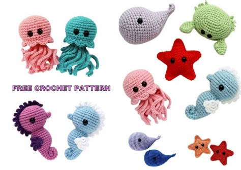 Amigurumi Elephant, Crochet Amigurumi Free, Animal Hats, Free Amigurumi Patterns, Amigurumi Free, Amigurumi Free Pattern, Amigurumi Doll, Pattern Crochet, Sea Creatures