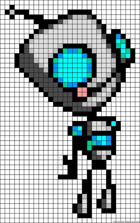 Invader Zim perler bead pattern Gir Perler Pattern, Beads Template, Minecraft Creative, Bead Templates, Anime Pixel, Nerd Crafts, Bead Creations, Pixel Art Templates, Pixel Art Grid