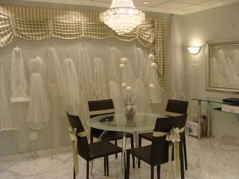 veil display? Veil Display, Bridal Shop Interior, Bridal Shop Decor, Bridal Shop Ideas, Wedding Salon, Boutique Inspiration, Bridal Decorations, Boutique Decor, Store Interiors