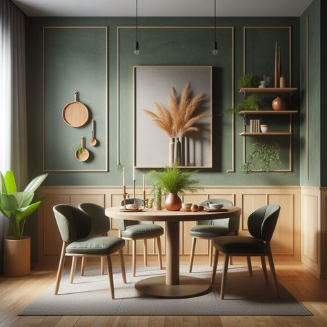 Small Dining Room Color Ideas, Dark Green Dining Room, Green Dining Room, Cozy Furniture, Living Room Den, Wood Interior Design, Wood Dining Room, Foyer Decor, Lets Stay Home